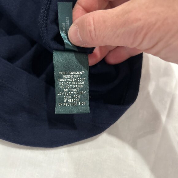 Ralph Lauren Womens Top Sz PM Lace Front Navy Classic Workwear Casual Preppy - Picture 6 of 8